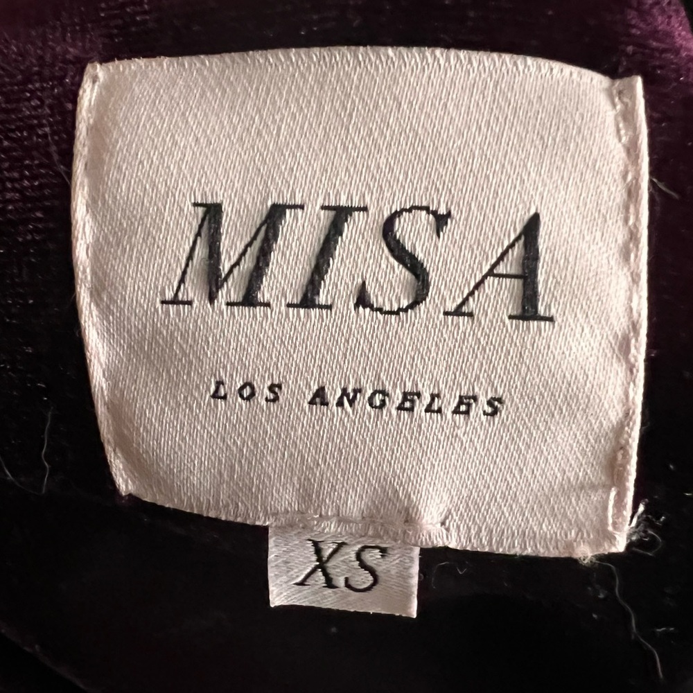 MISA LOS ANGELES Boho Velvet puff sleeve Wrap Dress in Deep Burgundy - Picture 9 of 11